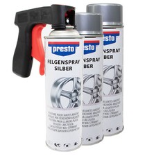 Felgenspray 3 X 500 ml Felgensilber Silber Felge Lack Presto mit Pistolengriff