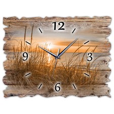 BM Holz Wanduhr leise lautlos Funkwanduhr gross XXL Shabby Vintage 9751-H1-funk