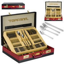 72-teilig Besteckset Edelstahl 12 Personen Besteck im Koffer Besteckkoffer
