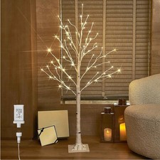 Hochwertiger LED Birkenbaum 120cm mit 72 warmweißen LEDs - für Zuhause & Events