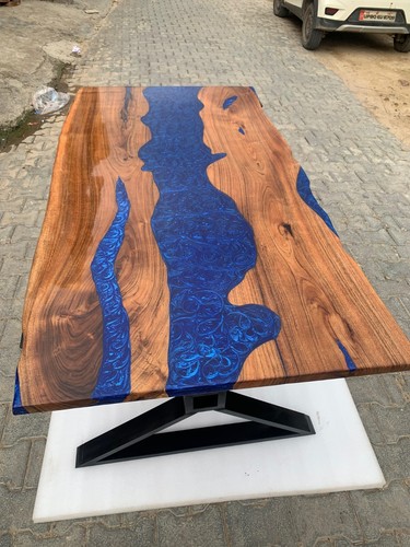 Blauer epoxid river esstisch - blauer,
