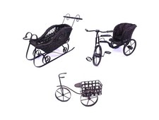 3 tlg. Set Puppenschlitten