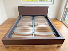 Hülsta Bett 160x200 in braunem Leder inkl. Lattenrost