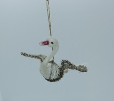 Schwan mit drahtumwickelten Flügeln - Weihnachtsschmuck aus Glas - ca. 1930  (# 16458)