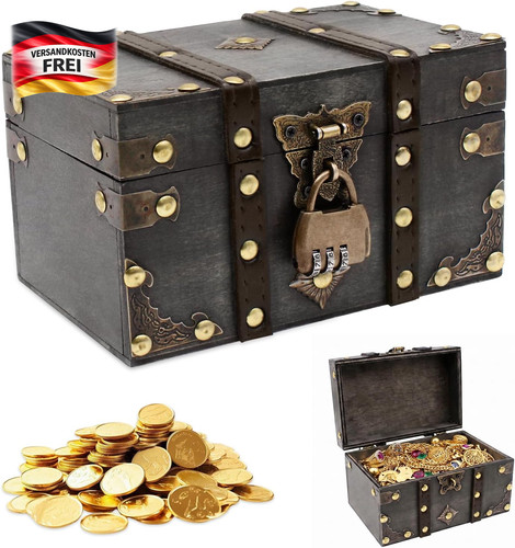 Holz schatztruhe mit schloss - holz,