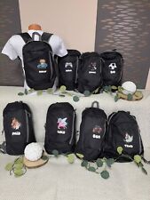 Schwarzer Kinder Rucksack mit Symbol und Name 23x40x12 7 Liter regenabweisend