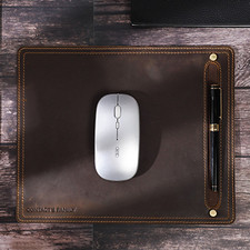 Mauspad aus Crazy Horse Leder mit Stifthalter Glatte Oberfläche Bürobedarf 