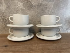 4 x IKEA RONDO Kaffeetasse Untertasse Porzellan weiß Design Carl-Gustav Jahnsson