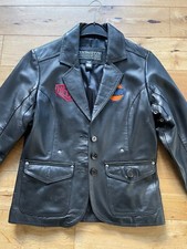 Neuwertige Dakote Damen Motorsport Lederjacke Gr. S mit Heuer & Gulf Emblem TOP!