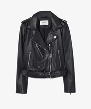 Stradivarius echte Lederjacke schwarz S M