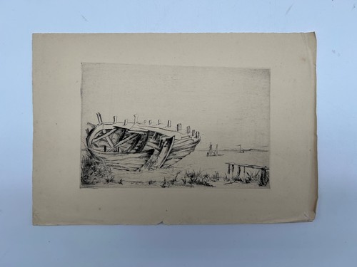 Radierung altes boot kurische - radierung,