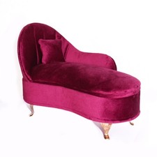 Miniatur Möbel Sofa Samt bordeauxrot Puppenhaus Puppenstube Schmuckkasten 1:6