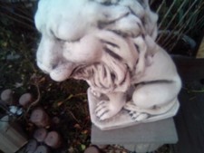 Garten-Figuren Löwenpaar mit Wappen Steinguss 2 Löwen Statuen je 250 Kg 82 x 40