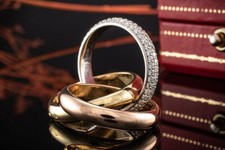 Cartier Trinity Ring Klassisch mit Diamanten Gelbgold Roségold Weißgold Schmuck