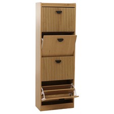 B-Ware Schuhschrank MCW-O39, 4 Klappen Klappfächer MDF Melamin Metall, natur