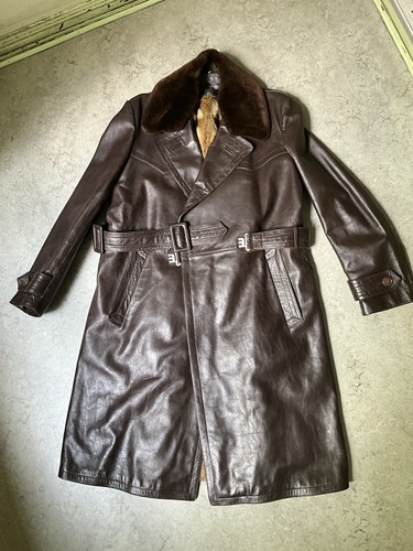 Ledermantel braun ddr mit - ledermantel,