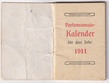 Portemonnaie-Kalender 1911, Uhren- Goldwaren Oswald Heber Freiberg Bahnhofstr.14