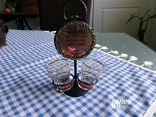 schnapsgläser 2cl Glas Set 2  mit Ständer und Spruch 18cm hoch