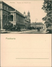 Ansichtskarte München Alte Residenz Straßenszene Kutsche 1914