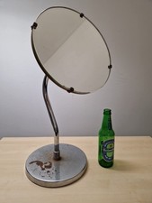 Spiegel, vintage, Chrom, 25 cm Durchmesser, 55 cm Höhe