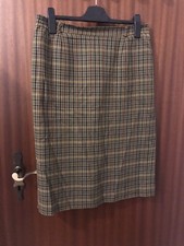 Karo Damen Rock 42 44 46 Knielang Wolle Herbst Senf Gelb Casual Büro Afterwork