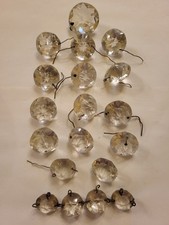 19 antike geschliff.Kristallglas Diamantsteine 2,0 bis 3,2cm Kronleuchterbehang
