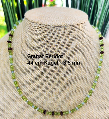 Peridot granat blautopas kette - peridot,