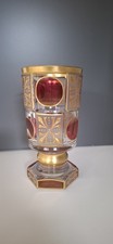 Antikes Pokalglas aus Kristallglas, 1920er Jahre, mit Goldfarbe verziert