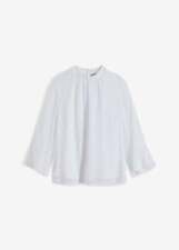 Bluse mit Stehkragen und Trompeten Ärmel Gr. 50 Weiß Damenbluse Shirt Neu*