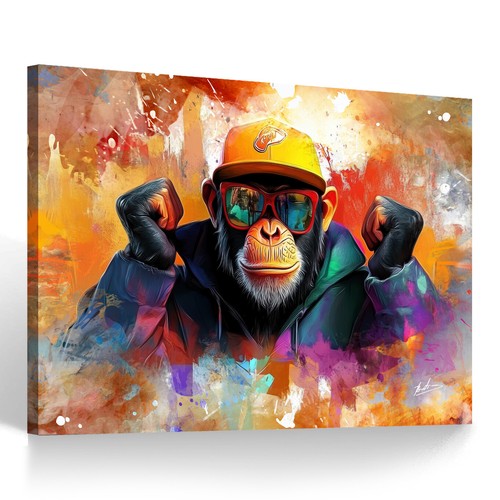 Leinwand bild affe mit kappe - affe,
