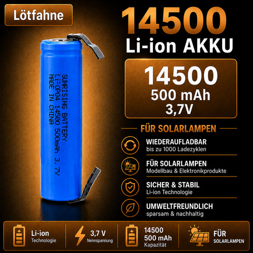 Icr 14500 500 mah - icr, 3,7