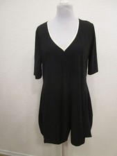 Zeitlos by Luana Kleid Kurzarm V-Ausschnitt schwarz Gr.4/38 (O86-65)