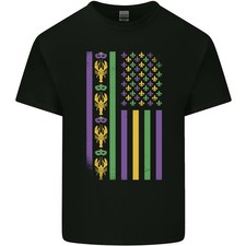 USA Mardi Gras Amerikanische Flagge Amerika Herren Leichtes Baumwoll-T-Shirt
