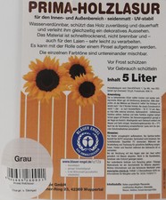 5L Holzschutzlasur Lasur Holzlasur Farbe Zaunlasur Holzanstrich Farbton +Grau+