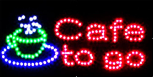 Kaffee led schild - to, go