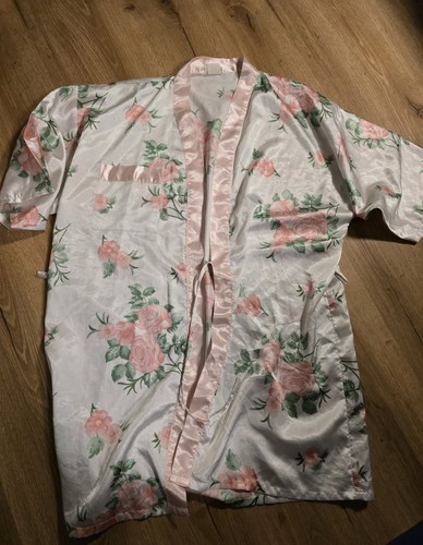 Satin look kimono blumen rosa - satin,