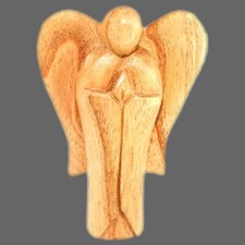 Kleiner ENGEL Holz - 5 cm - handgeschnitzt - Engel Figur - Glücksengel - Schutz