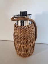 Thermoskanne Isolierkanne Korb Rattangeflecht 1 Liter Vintage um 1960