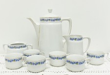 Kaffeeservice Antik 2L Kanne Tassen Blumen blau Goldrand 301 4 Jugendstil 20er
