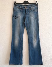 Only Limitless Denim Jeans Flared Schlaghose Blau mit Sternen Stickerei W29 L34