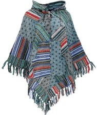 Patchwork Poncho mit Kapuze