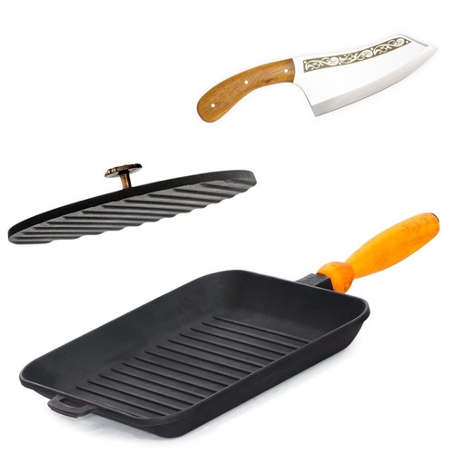 28cm grillpfanne holzgriff - grillpfanne,