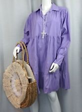 Boho Tunika Kleid Blusenkleid Volant Stufen Hängerchen Lila 38,40,42,44 Neu