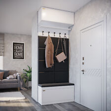 Garderoben Set mit Garderobenpaneel Schuhschrank Hängeschrank 100 cm Weiß Flur