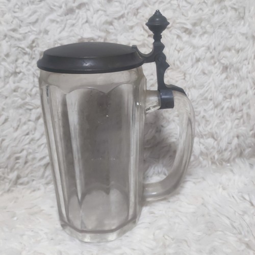 Bierkrug mit zinndeckel glas - bierkrug,
