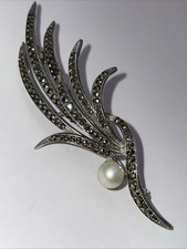 835 Silber Brosche, graue