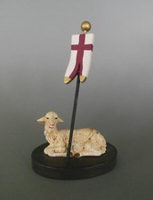 Osterlamm mit Fahne klein Holz