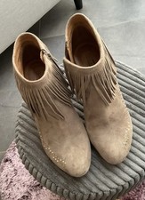 Deichmann Damen Stiefeletten Beige 36 5th Avenue Glitzersteine, Fransen