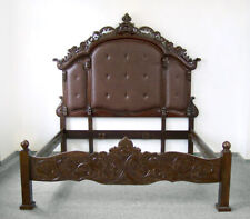 BETTGESTELL KRONENBETT BETT 200 X 200 HOLZ BRAUN POLSTERBETT ANTIK-STIL
