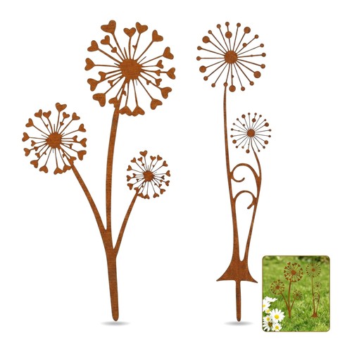 Gartenstecker rost pusteblume - gartenstecker,